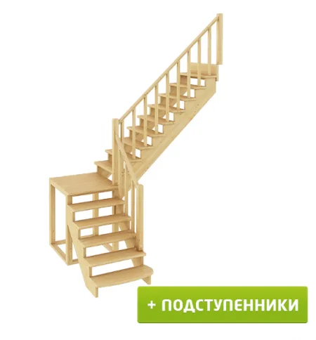 Лестница К-002м/3 с подступенками П дуб