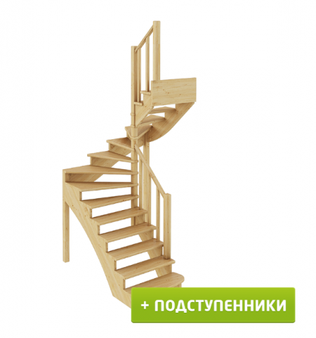 Лестница К-003м/3 с подступенками П сосна