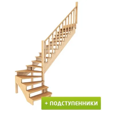Лестница К-001м/5 с подступенками П дуб