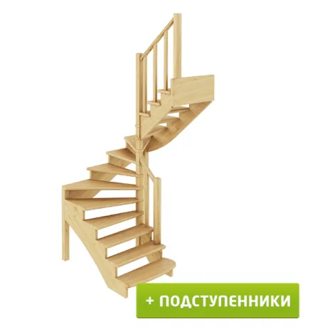 Лестница К-003м/2 с подступенками П сосна