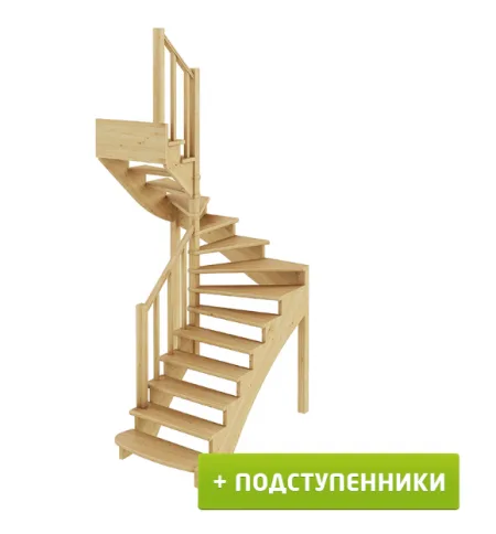 Лестница К-003м/3 с подступенками Л сосна