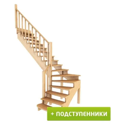 Лестница К-001м/6 с подступенками Л дуб