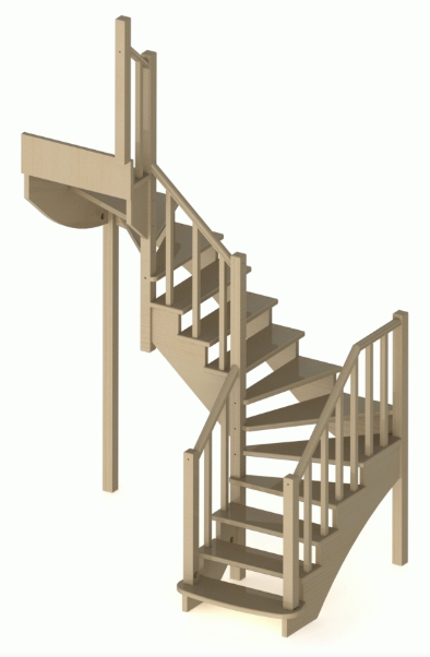 Лестница К-009м/2 без подступенков Л сосна