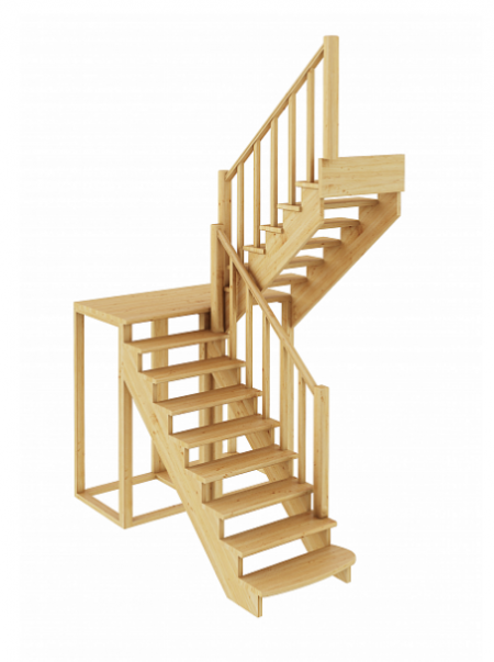 Лестница К-004м/2 без подступенков П сосна