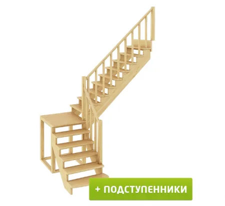 Лестница К-002м/2 с подступенками П бук