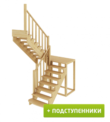 Лестница К-004м/1 с подступенками Л сосна