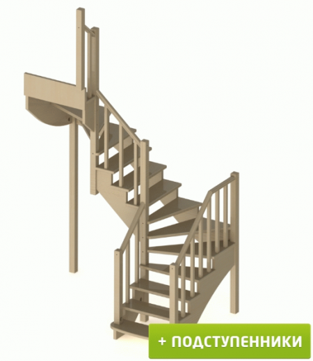 Лестница К-009м/2 с подступенками Л сосна