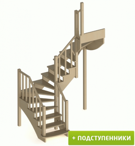 Лестница К-009м/2 с подступенками П сосна