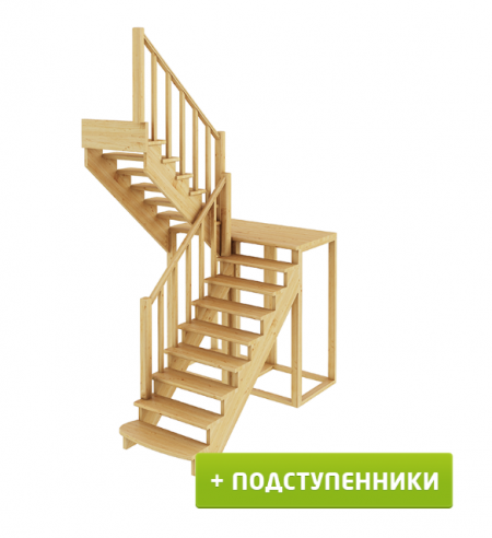 Лестница К-004м/2 с подступенками Л бук