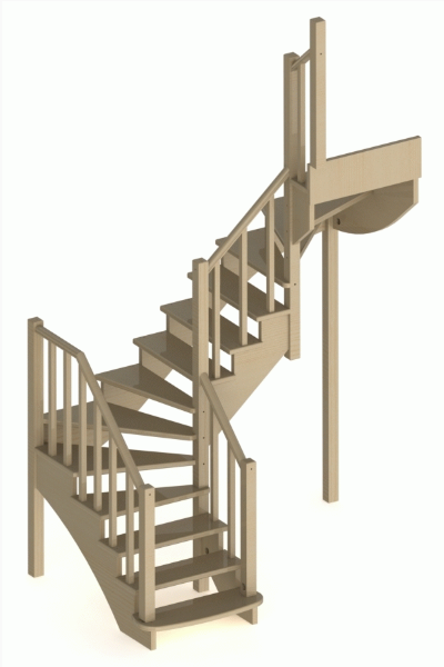 Лестница К-009м/2 без подступенков П сосна