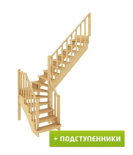 Лестница К-021м с подступенками П сосна
