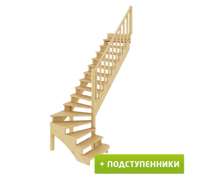 Лестница К-001м/3 с подступенками П дуб