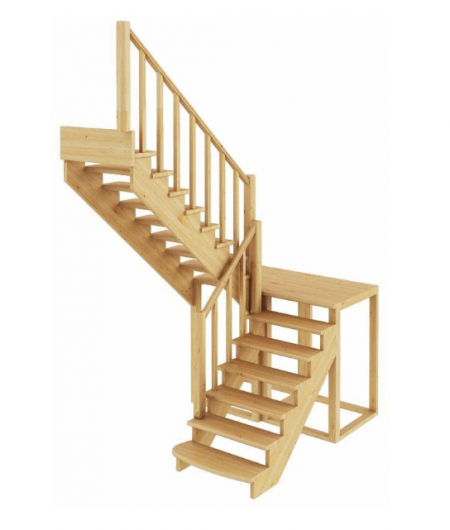 Лестница К-004м/3 без подступенков Л дуб
