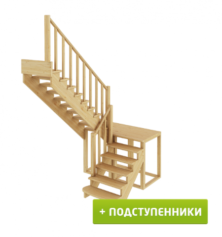 Лестница К-004м/4 с подступенками Л сосна