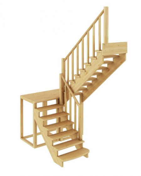 Лестница К-004м/3 без подступенков П сосна
