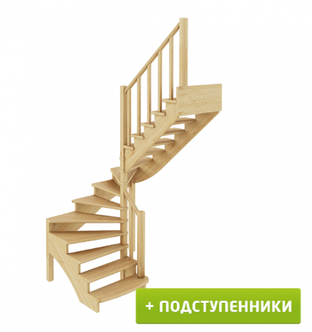 Лестница К-003м/4 с подступенками П сосна