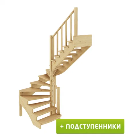 Лестница К-003м/4 с подступенками П сосна